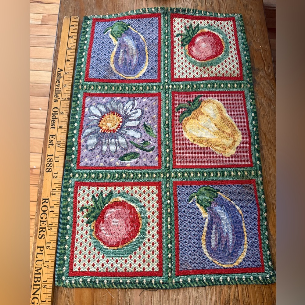 Set of 2 Colorful Vegetable and Flower Tapestry Placemats